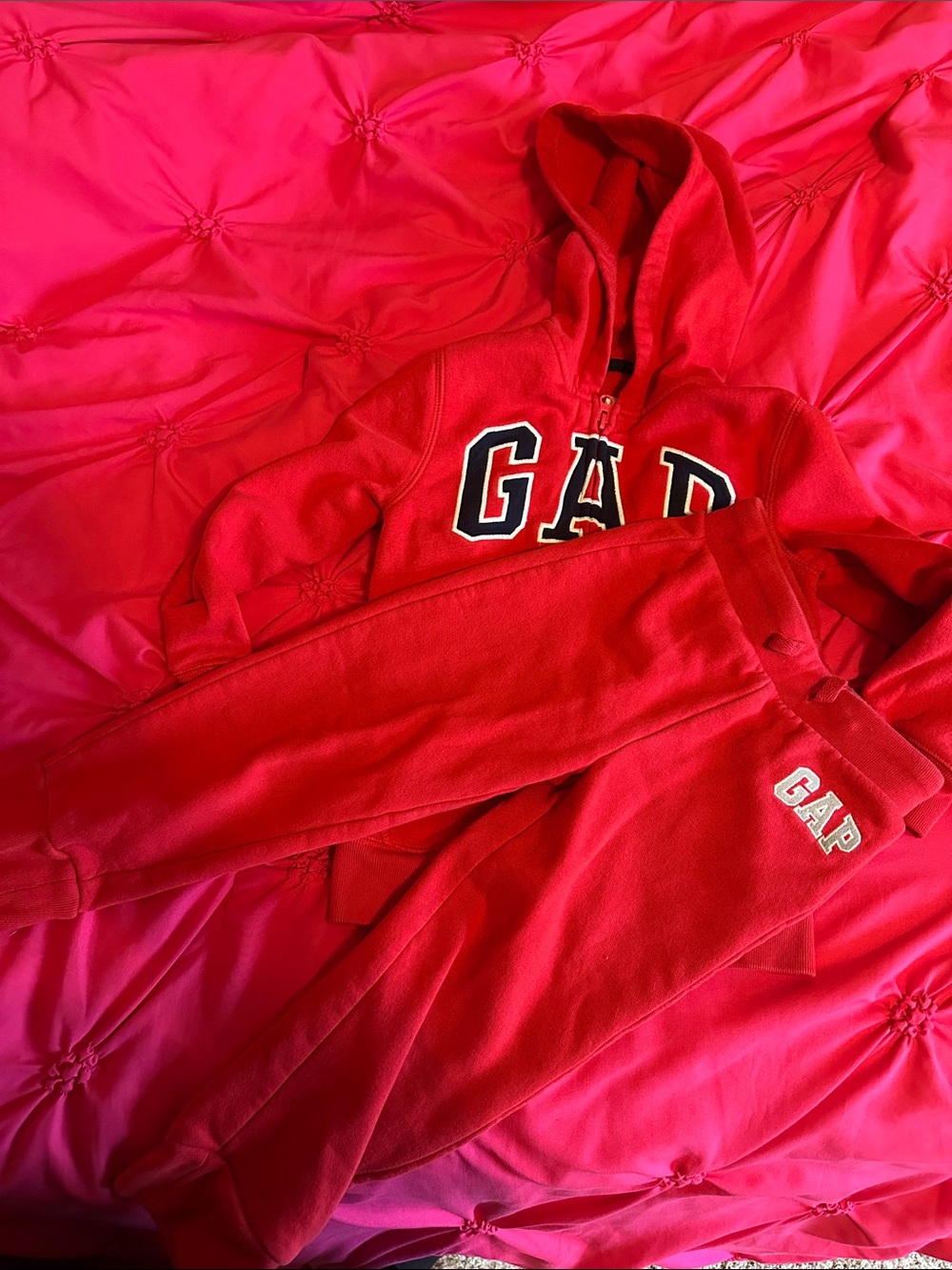 GAP Bright Red Hooded Zip Sweatshirt and sweats for Kids